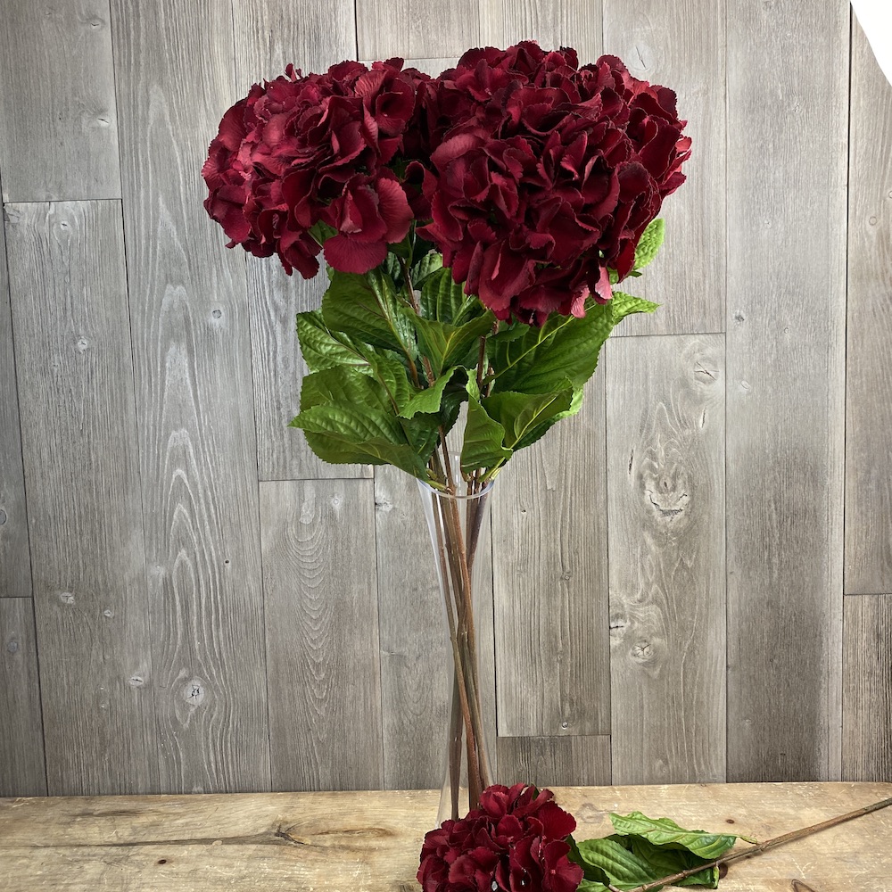 artificial Clumber Red Hydrangea Bunch
