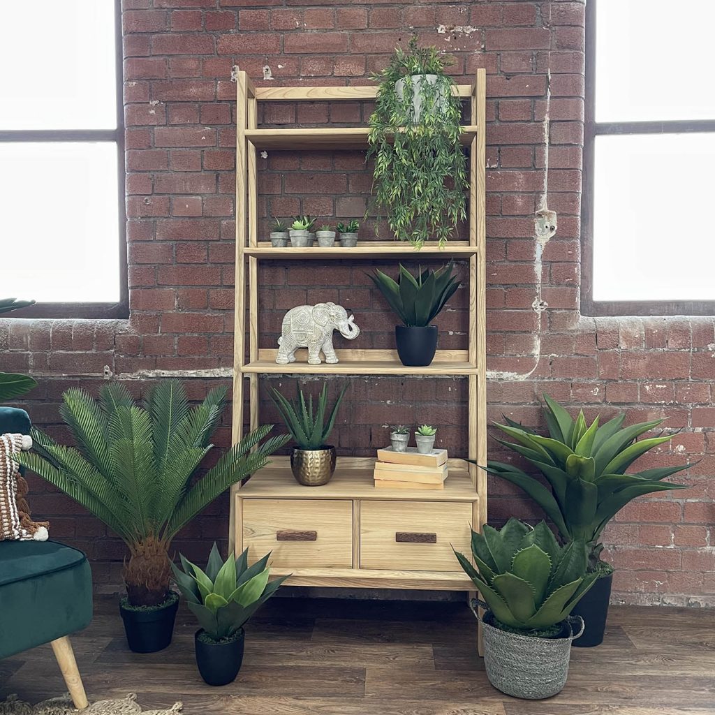 artificial large tropical plants grouped